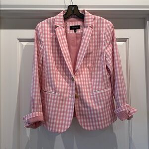 Talbots Pink and White Checkered Gingham Blazer - Size 8